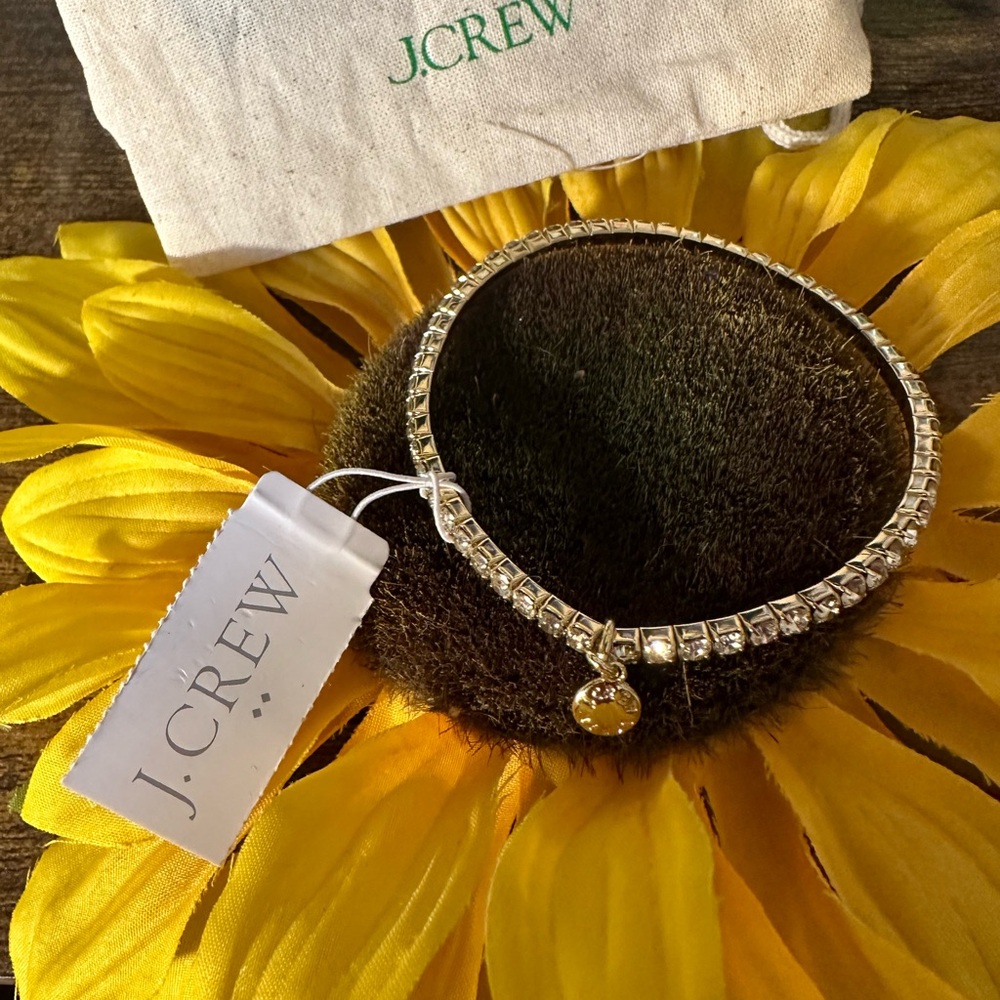 J.Crew Gold tone and Rhinestone stretch bracelet